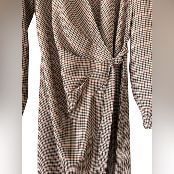 ALEX MARIE Caitlin Tan Navy Plaid Wrap Midi Dress XXL 2X NWT British Classic - Picture 4 of 10